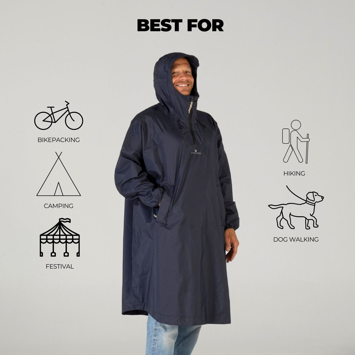 VOITED Rain Poncho 2.0 - Graphite Rainwear VOITED 