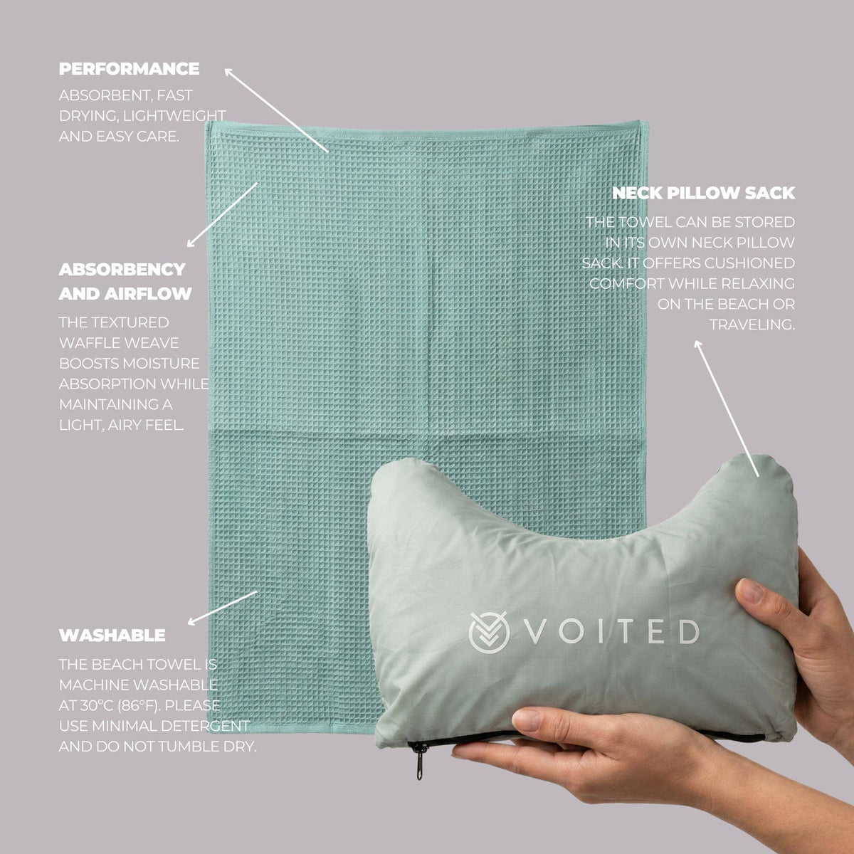 VOITED Beach Towel - Eucalyptus Accessories VOITED 