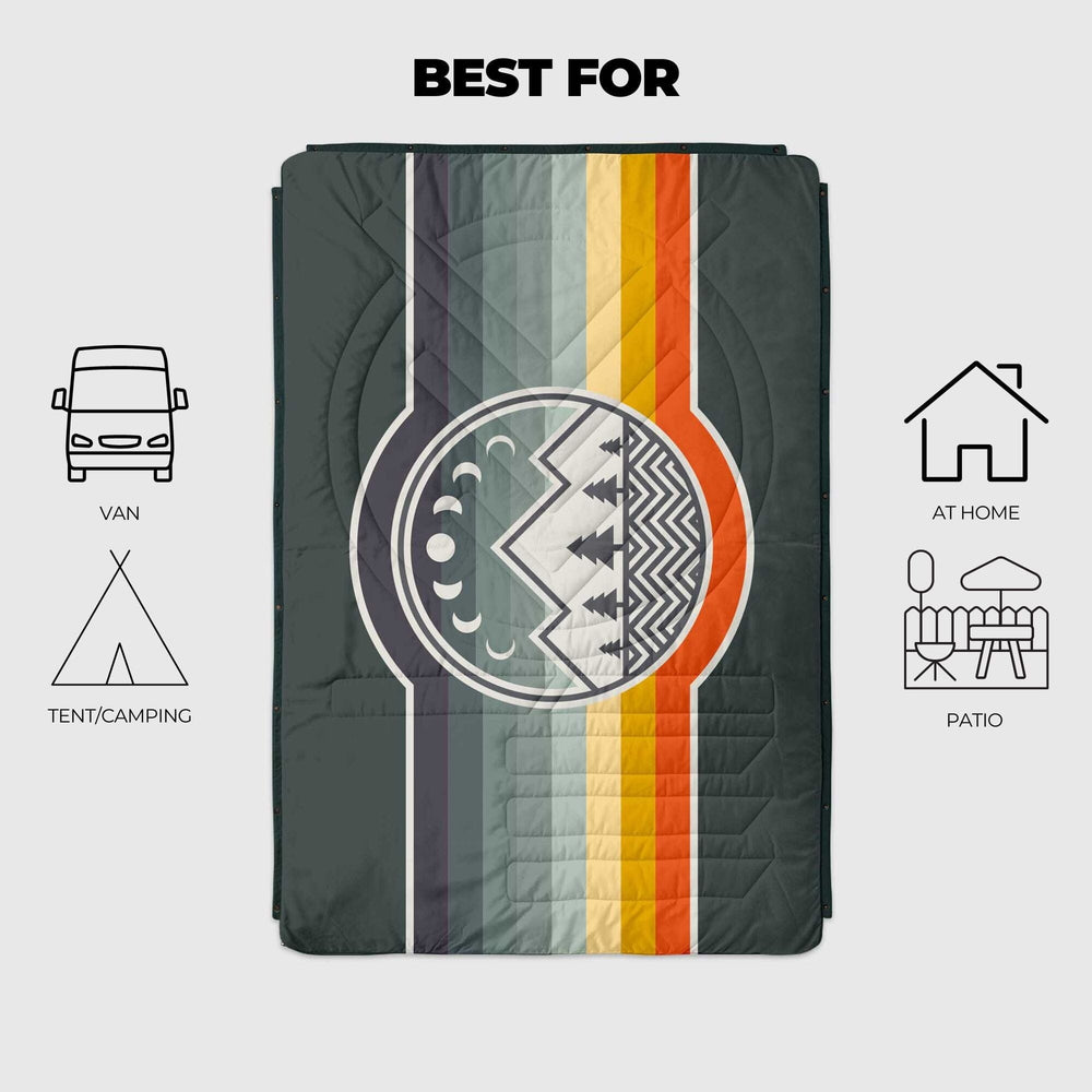 VOITED CloudTouch® Indoor/Outdoor Camping Blanket - Camp Vibes / Greengabel