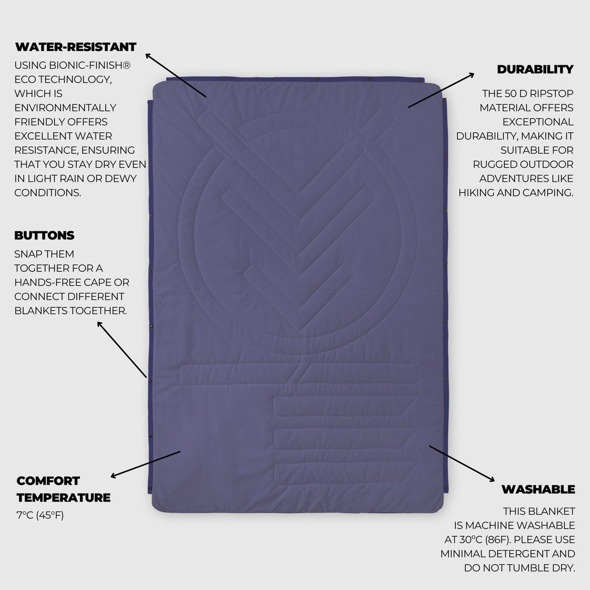 VOITED CloudTouch® Indoor/Outdoor Camping Blanket - Future Dusk Blankets VOITED 