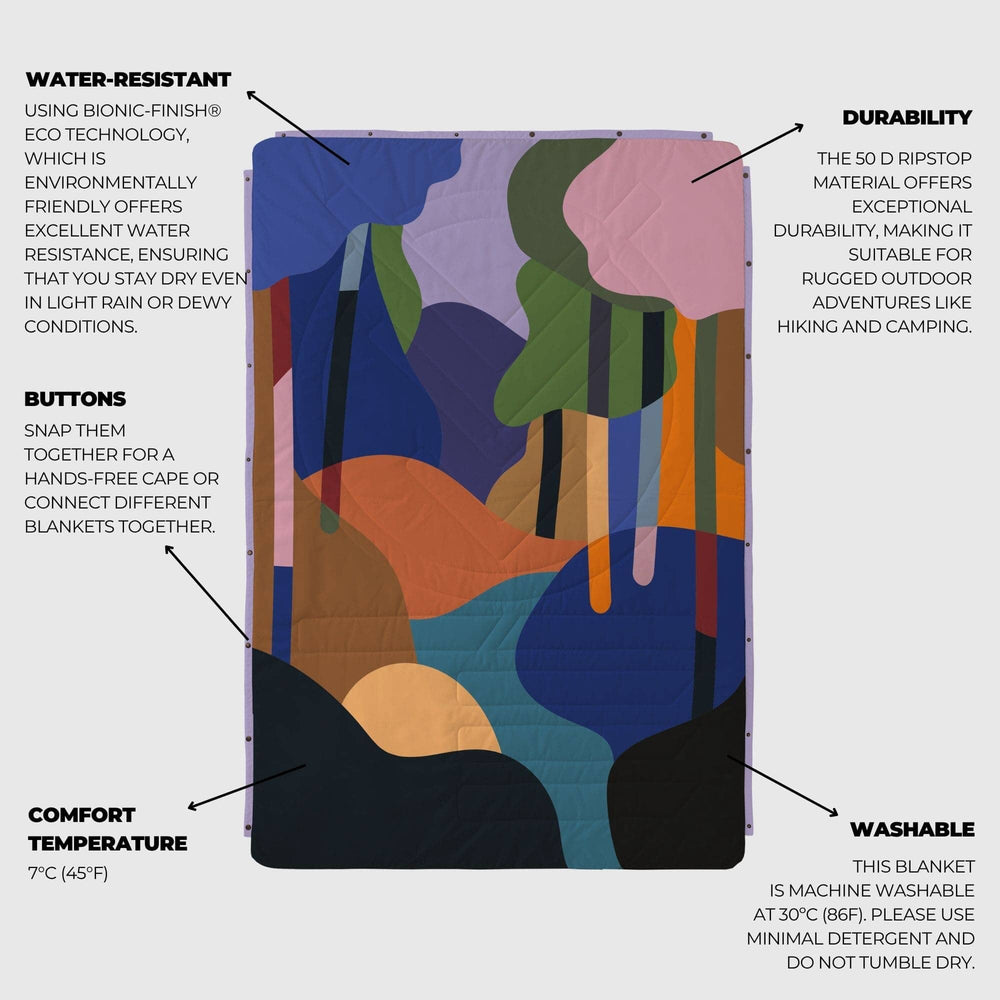 VOITED CloudTouch® Indoor/Outdoor Camping Blanket - Bubbly Forest