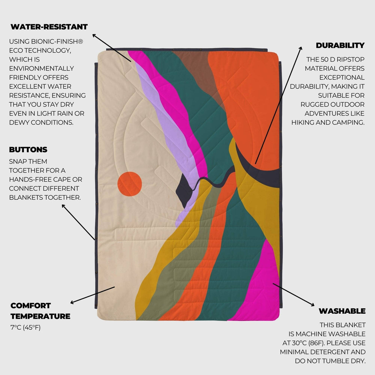 VOITED CloudTouch® Indoor/Outdoor Camping Blanket - Mystic Ridge Blankets VOITED 