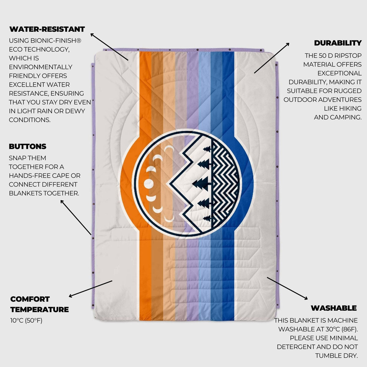 VOITED Fleece Outdoor Camping Blanket - Camp Vibes Powder Blankets VOITED 