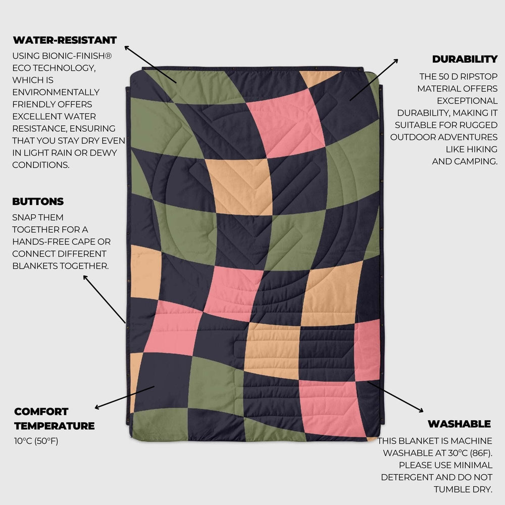 VOITED Fleece Outdoor Camping Blanket - Wavecheck