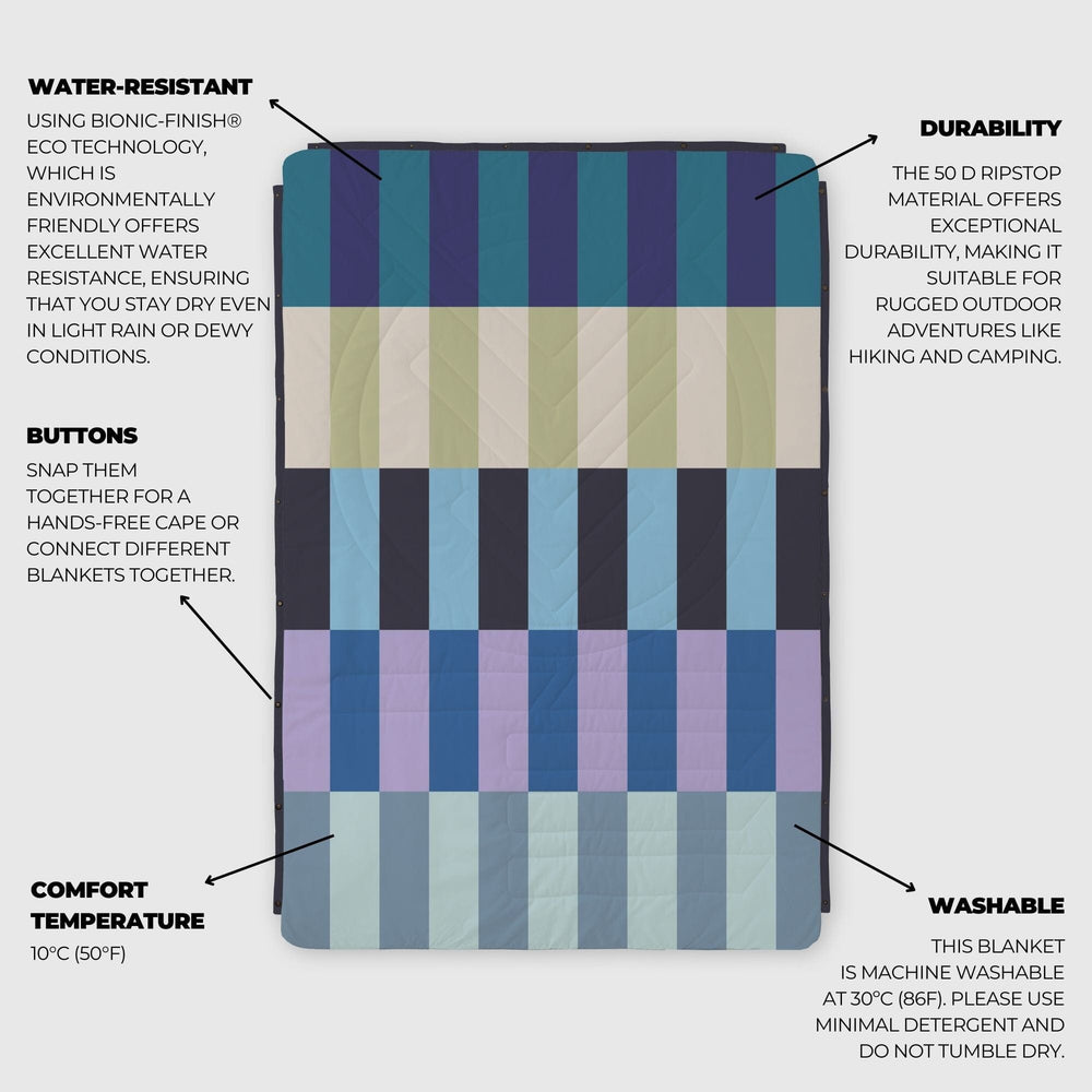 VOITED Fleece Outdoor Camping Blanket - Azure