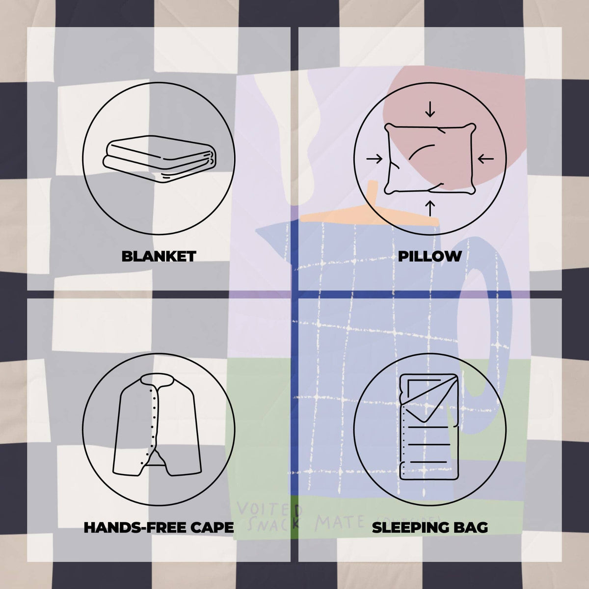VOITED Fleece Outdoor Camping Blanket - Snack Mate Blankets VOITED 