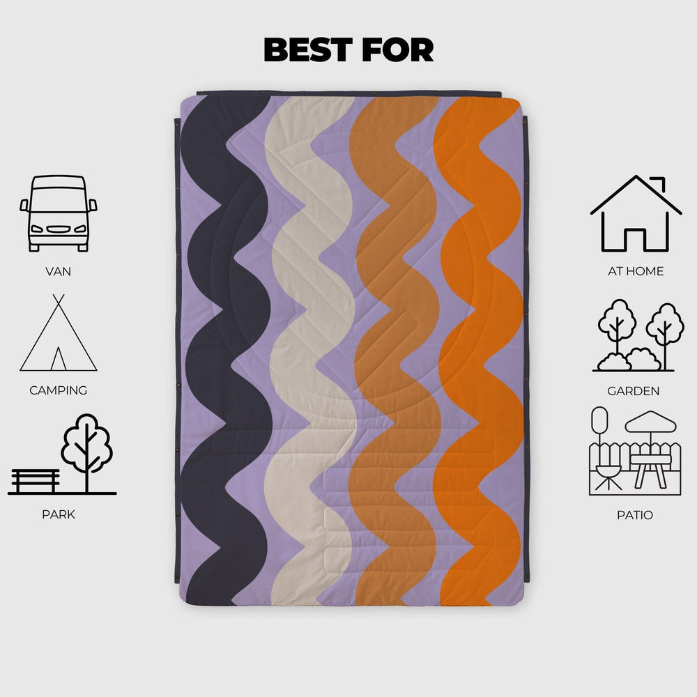 VOITED Fleece Outdoor Camping Blanket - Tide