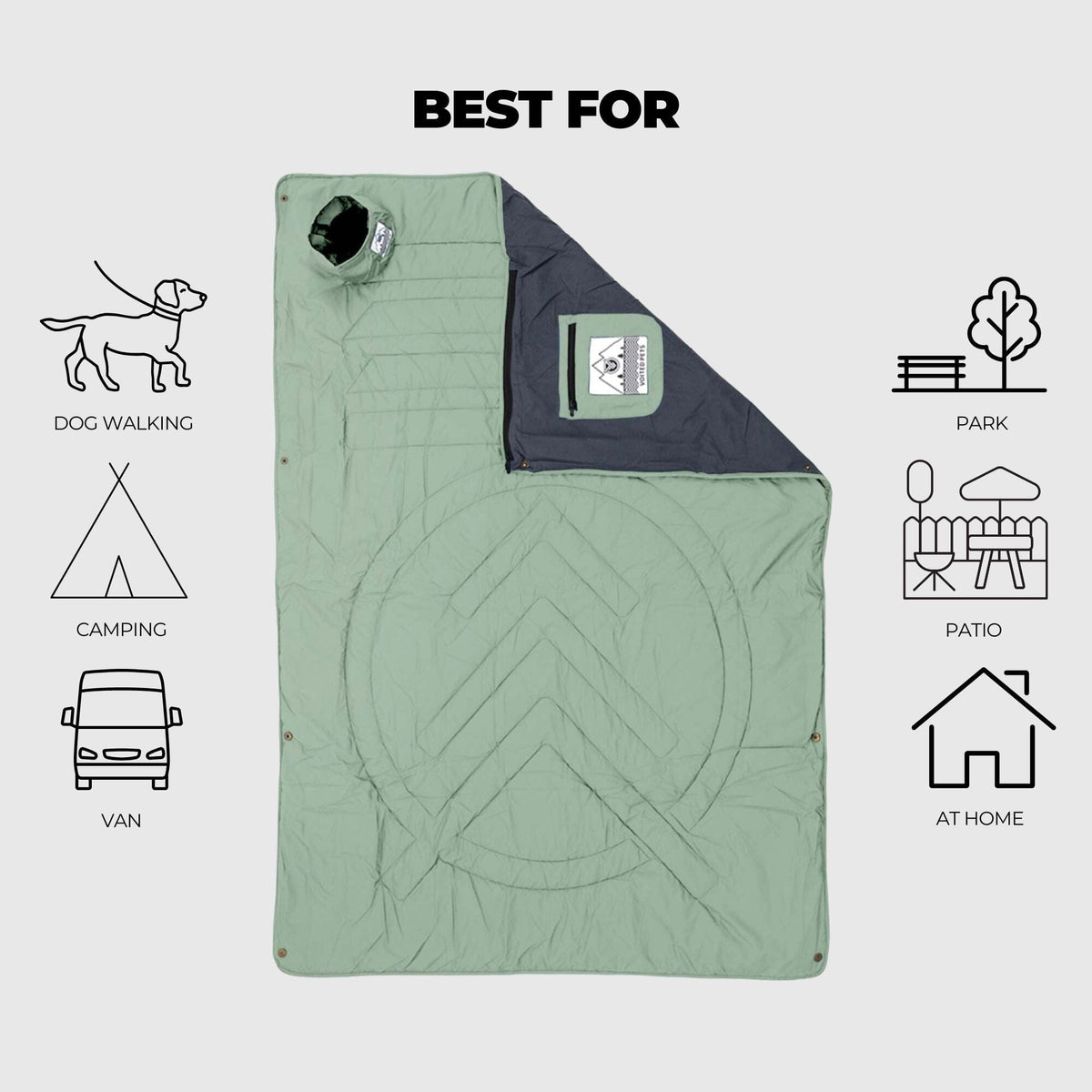 VOITED Quilted Premium Recycled Pet Blanket - Cameo Green Blankets VOITED 