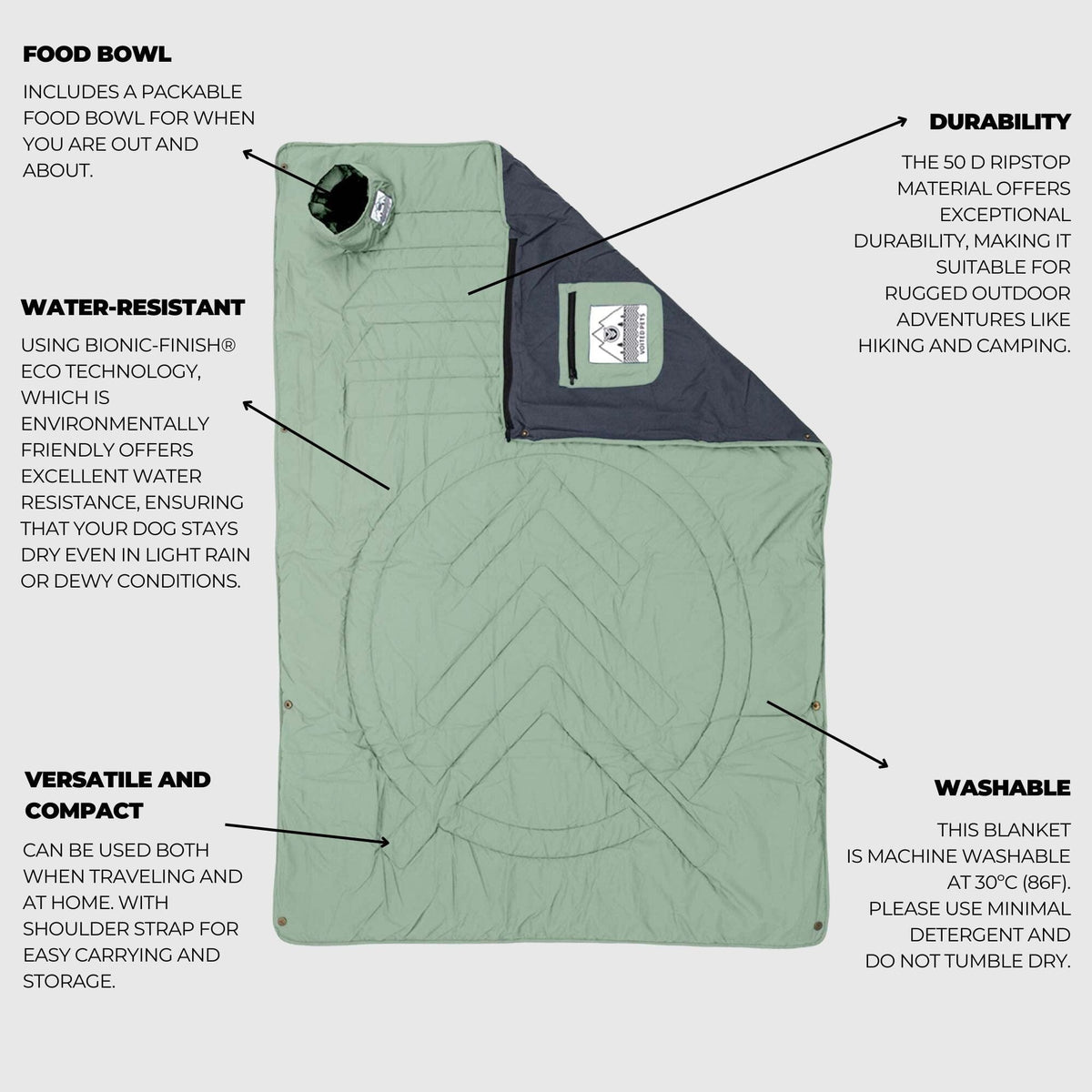 VOITED Quilted Premium Recycled Pet Blanket - Cameo Green Blankets VOITED 