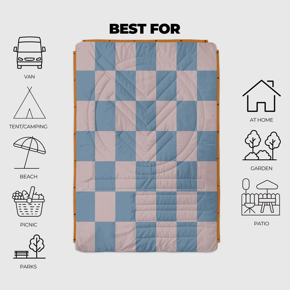 
VOITED Couverture de camping extérieure en Ripstop recyclé - Blue Dancer/Sundial
