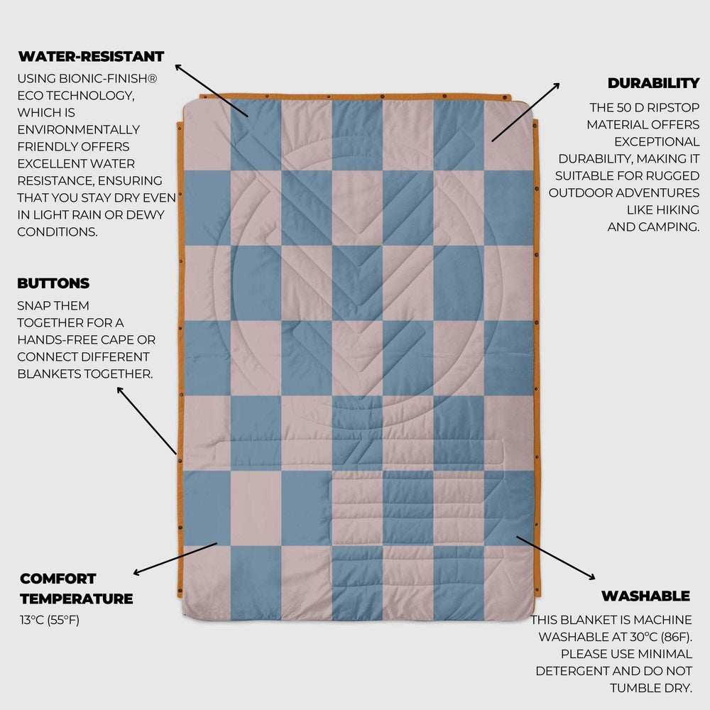 
VOITED Couverture de camping extérieure en Ripstop recyclé - Blue Dancer/Sundial
