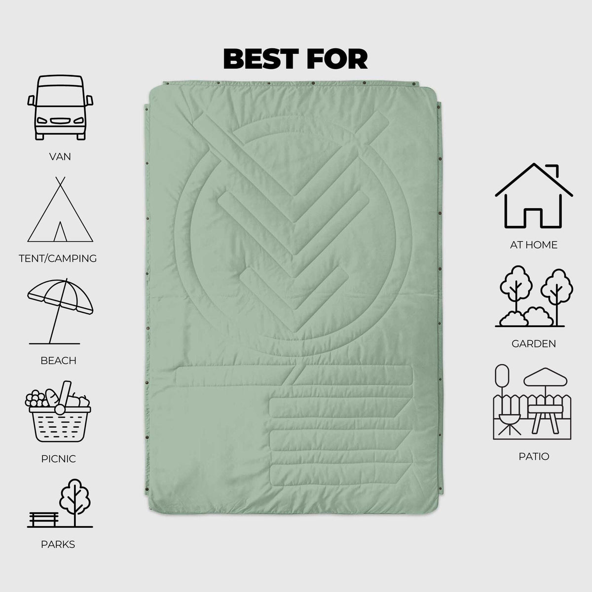 VOITED Recycled Ripstop Outdoor Camping Blanket - Cameo Green/Digital Lavender Blankets VOITED 