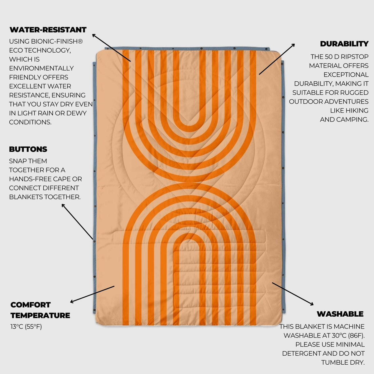 VOITED Recycled Ripstop Outdoor Camping Blanket - Court/Mountain Spring Blankets VOITED 