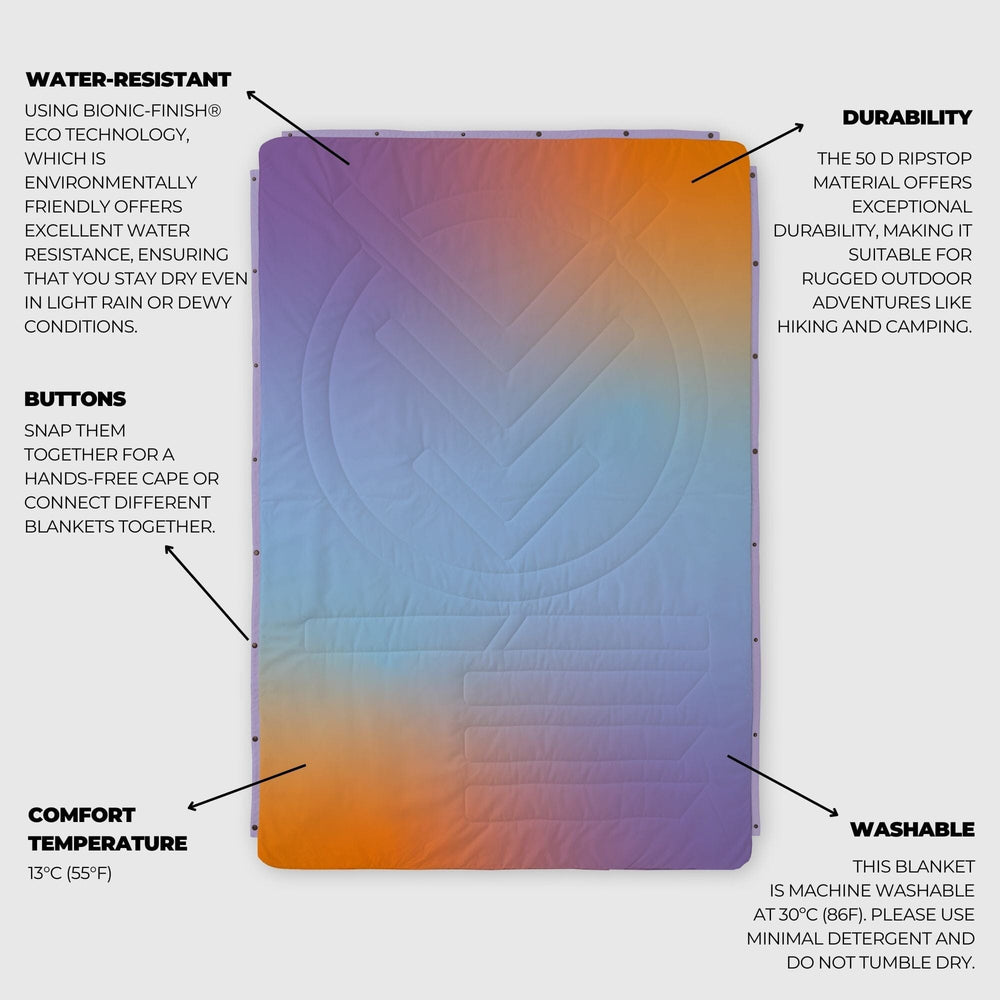 
VOITED Couverture de camping extérieure en Ripstop recyclé - Fuzzy Sunset
