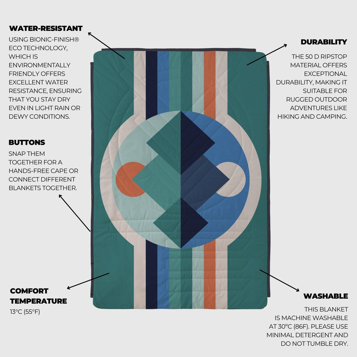 VOITED Recycled Ripstop Outdoor Camping Blanket - Luna Creek Blankets VOITED 