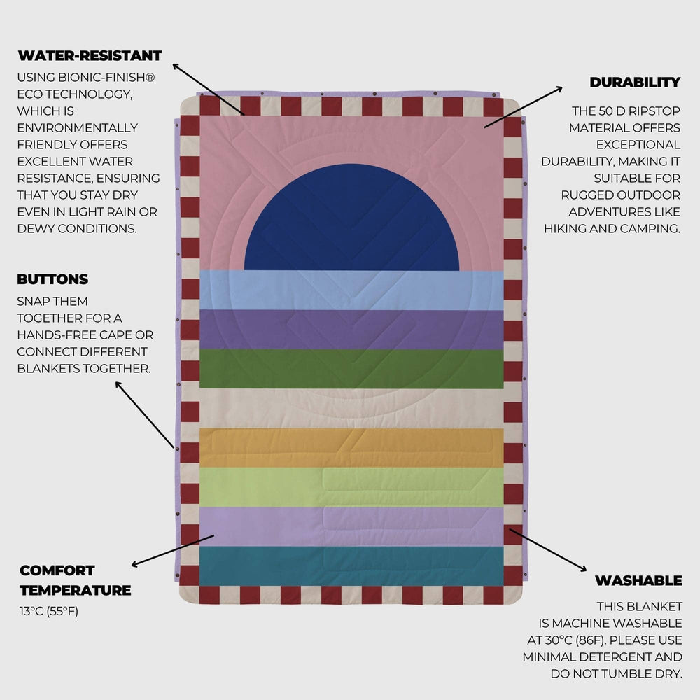 VOITED Recycled Ripstop Outdoor Camping Blanket - Moon River