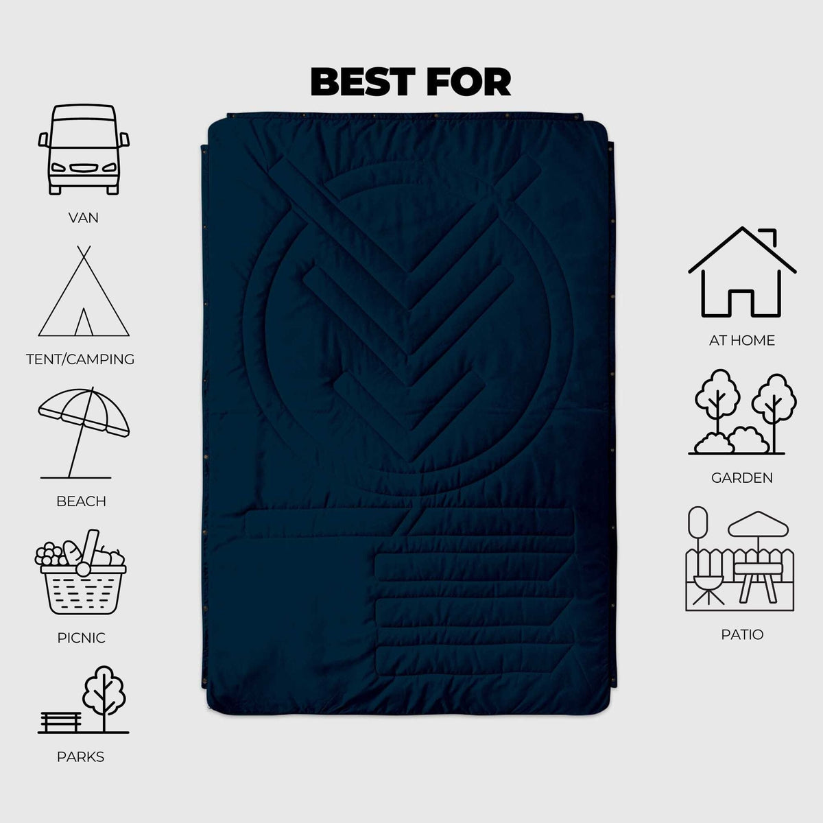 VOITED Recycled Ripstop Outdoor Camping Blanket - Ocean Navy/Cameo Green Blankets VOITED 