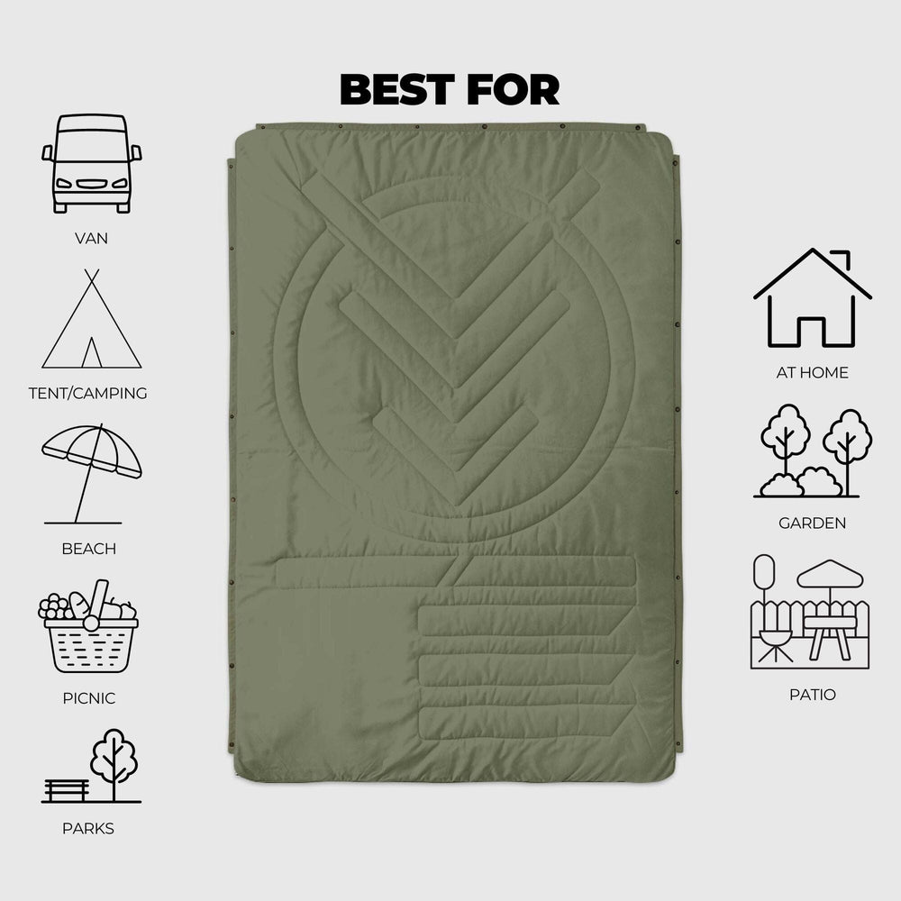 VOITED Recycled Ripstop Outdoor Camping Blanket - Olive/Mountain Spring Blankets VOITED 