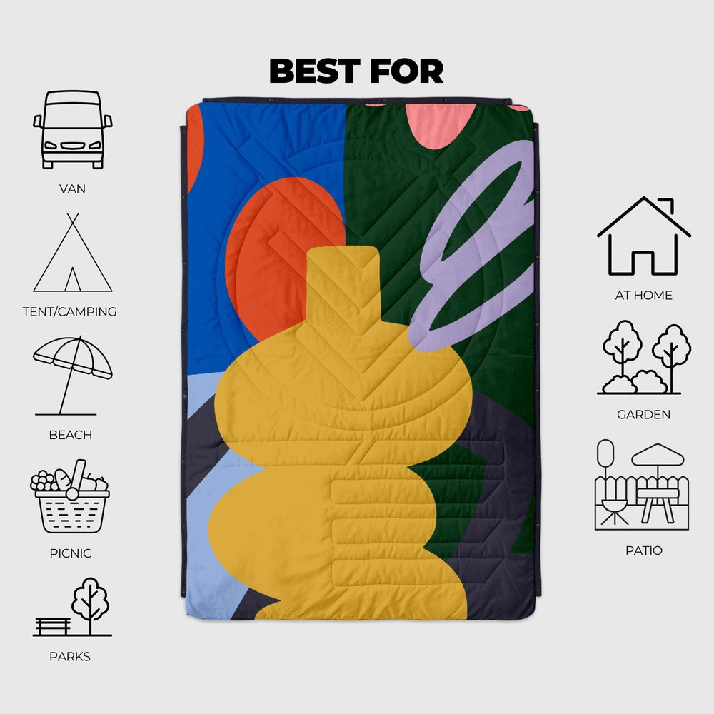 VOITED Recycled Ripstop Outdoor Camping Blanket - Out The Window/Graphite Blankets VOITED 