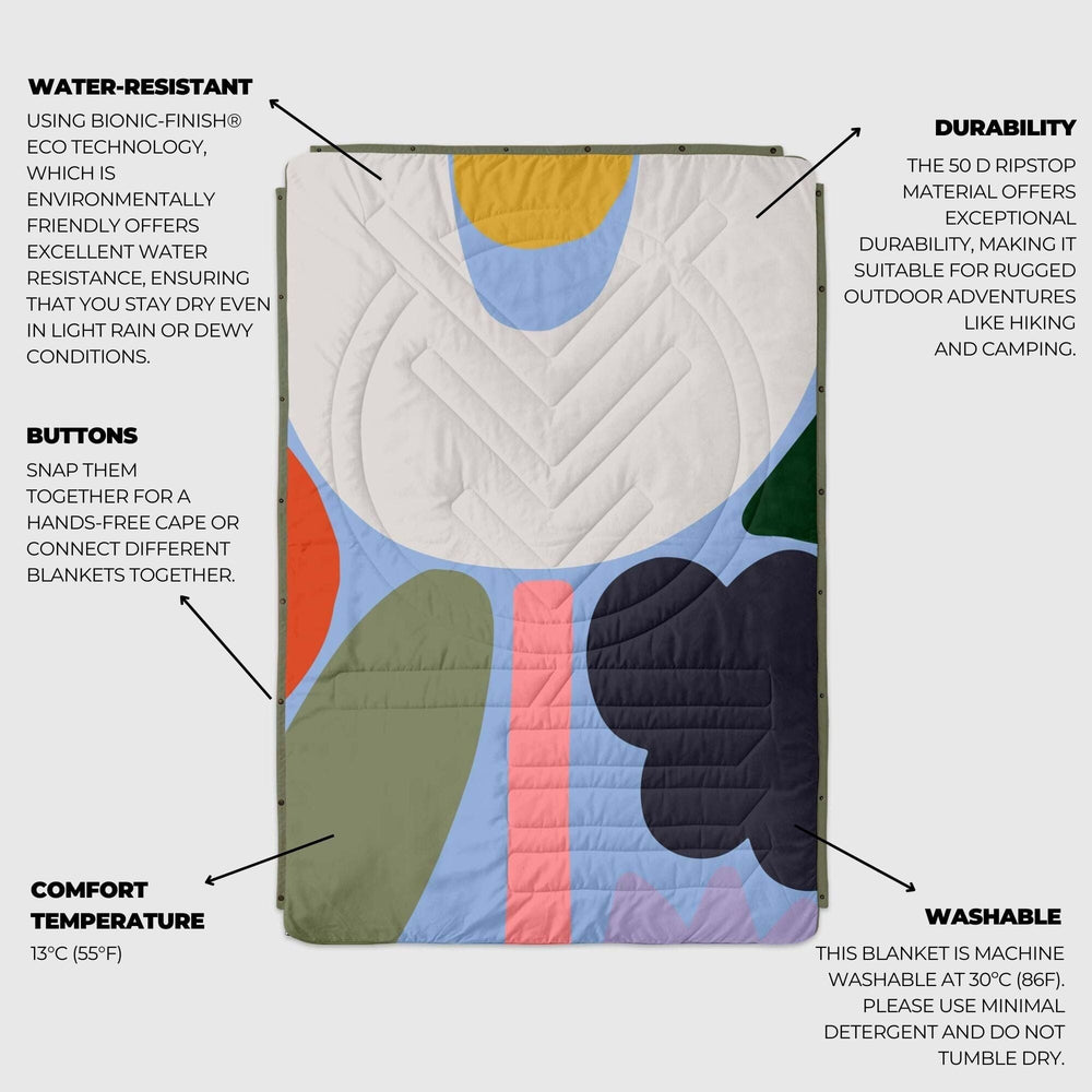 
VOITED Couverture de camping extérieure en Ripstop recyclé - Playtime/Olive
