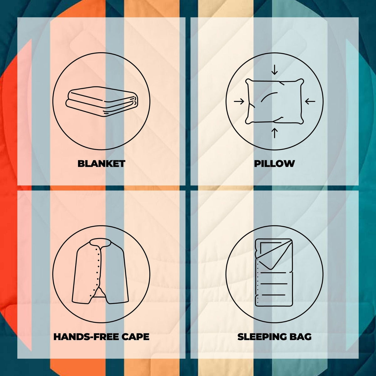 VOITED Recycled Ripstop Outdoor Camping Blanket - Sunset Stripes Blankets VOITED 