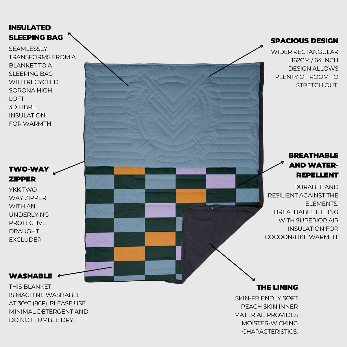 VOITED Slumber Zip Sack Blanket - Cheeckers Blankets VOITED EU 