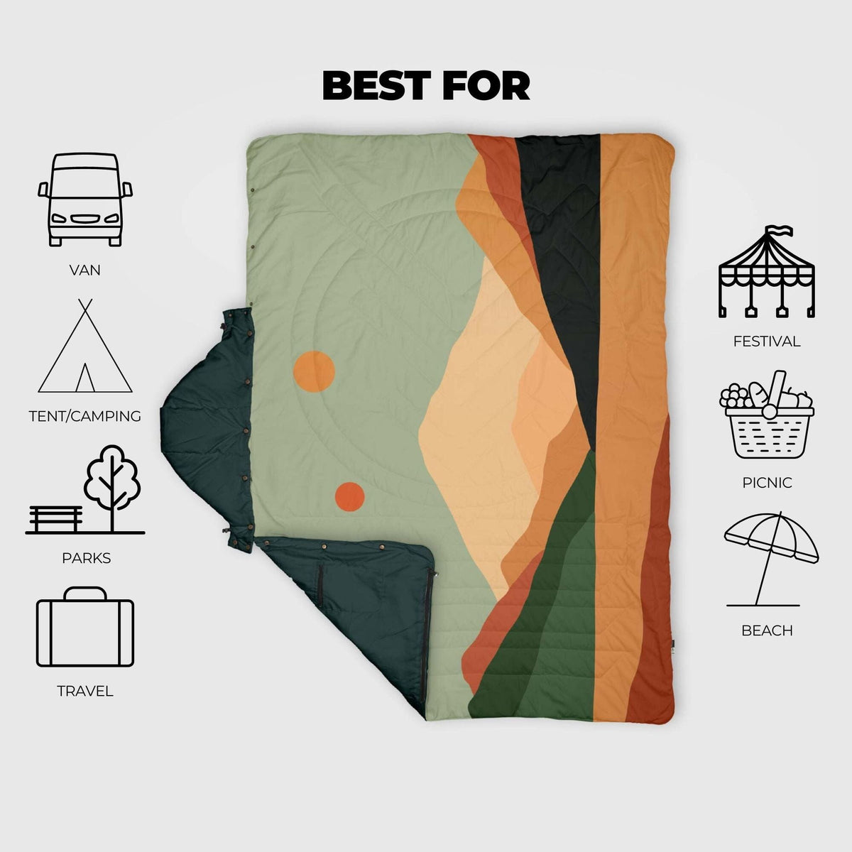 VOITED Recycled Ripstop Travel Blanket - Jasper Blankets VOITED 