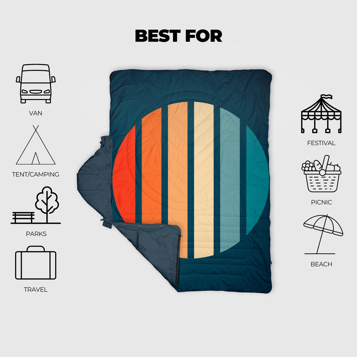 VOITED Recycled Ripstop Travel Blanket - Sunset Stripes Blankets VOITED 