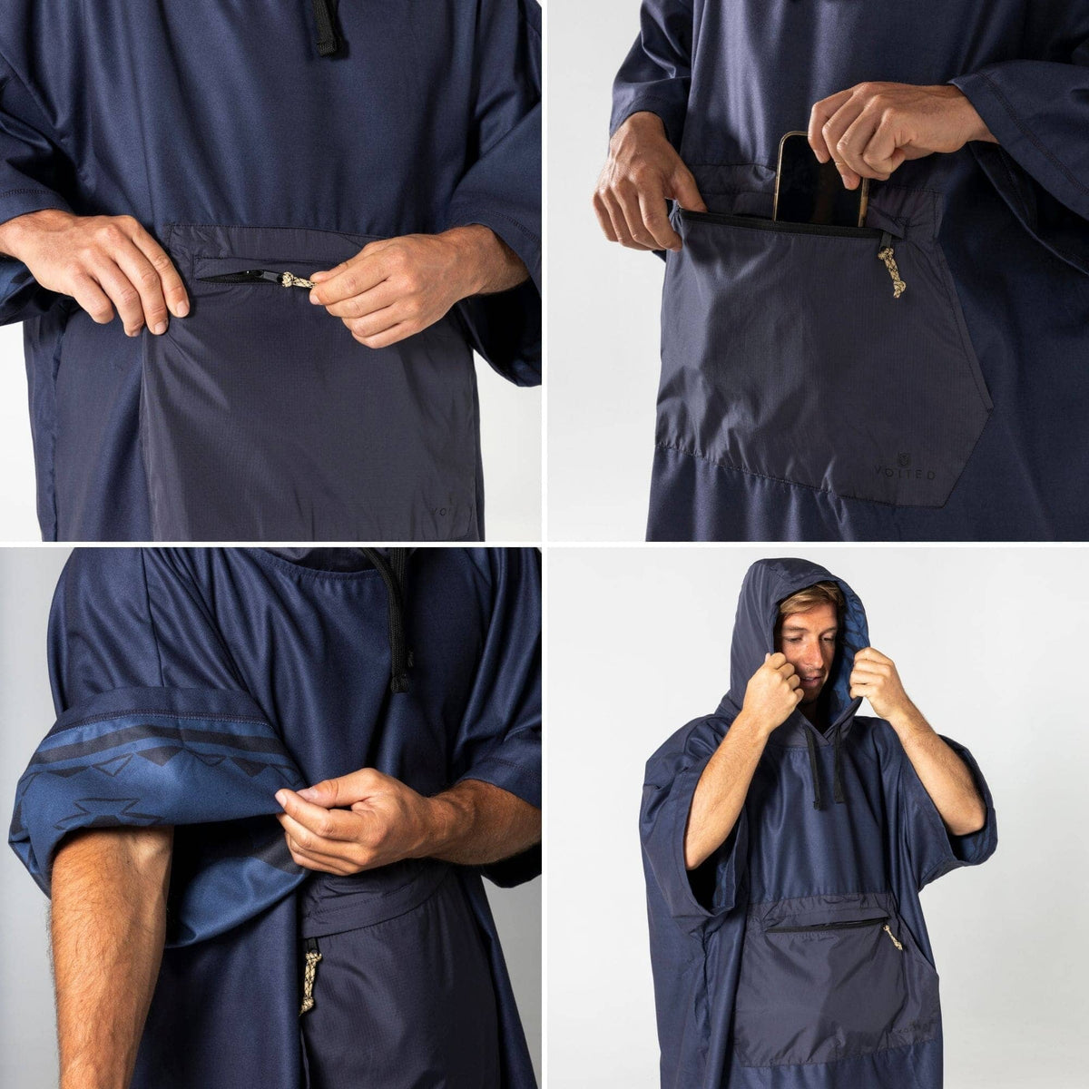 VOITED Micro Fleece Poncho - Ocean Navy/Ethno Changewear VOITED 