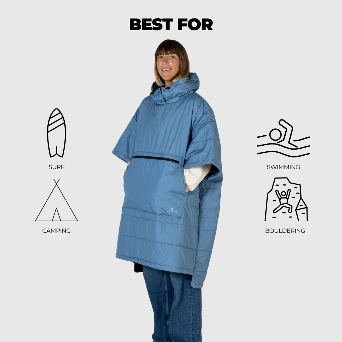 VOITED 3rd Edition Outdoor Poncho for Surfing, Camping, Vanlife & Wild Swimming - Mountain Spring Changewear VOITED 