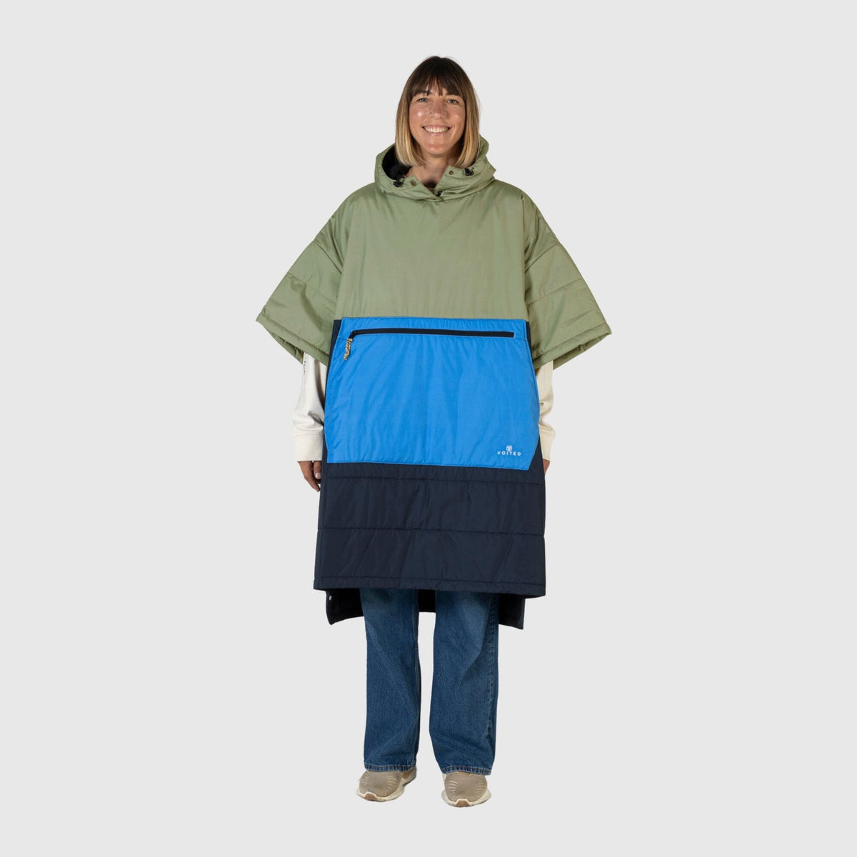 VOITED 3rd Edition Outdoor Poncho for Surfing, Camping, Vanlife & Wild Swimming - Ocean Navy/Olive Changewear VOITED 