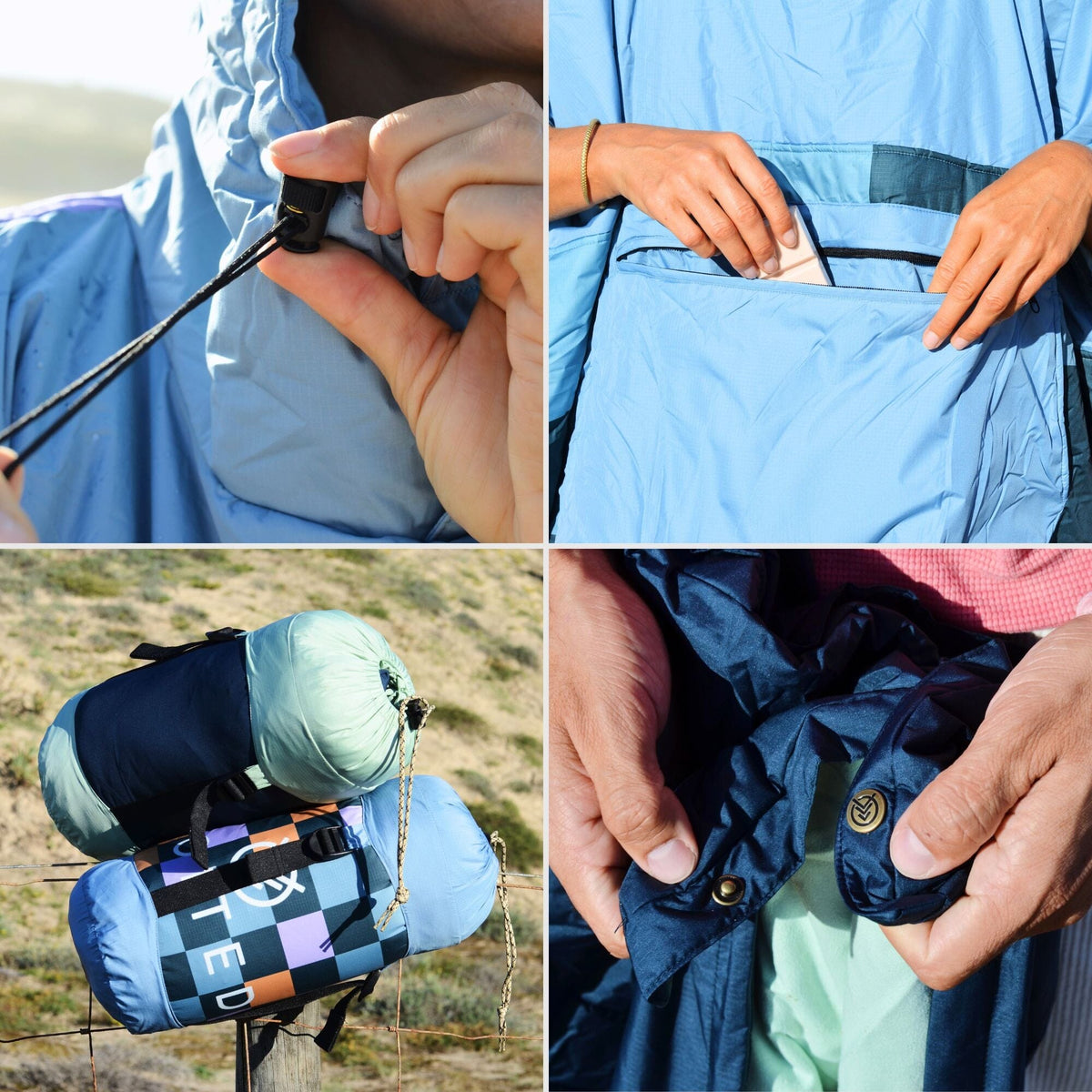 VOITED Trooper Outdoor Premium Poncho-Blanket - Blue Steel / Graphite Blankets VOITED EU 