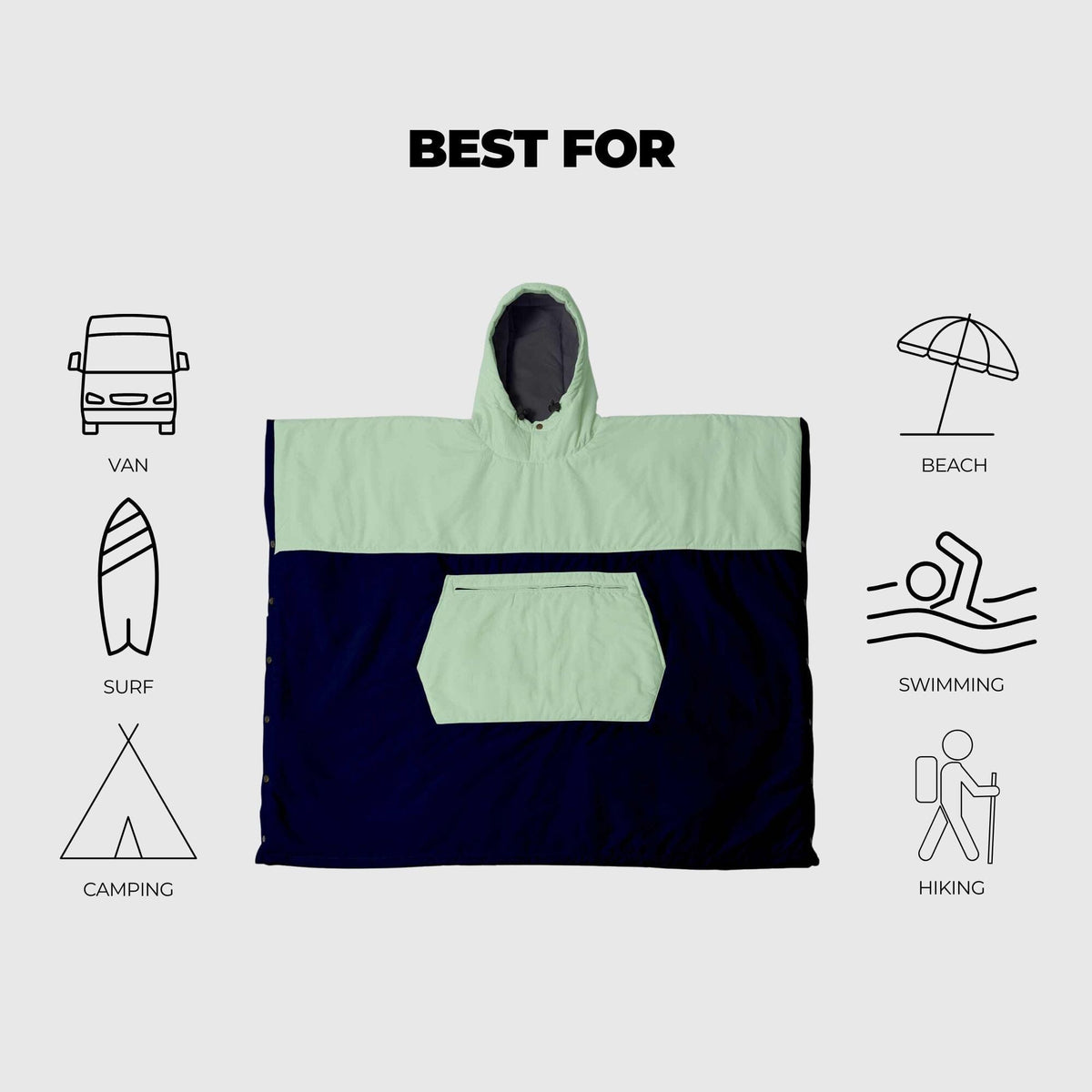 VOITED Trooper Outdoor Premium Poncho-Blanket - Ocean Navy / Cameo Green Blankets VOITED EU 