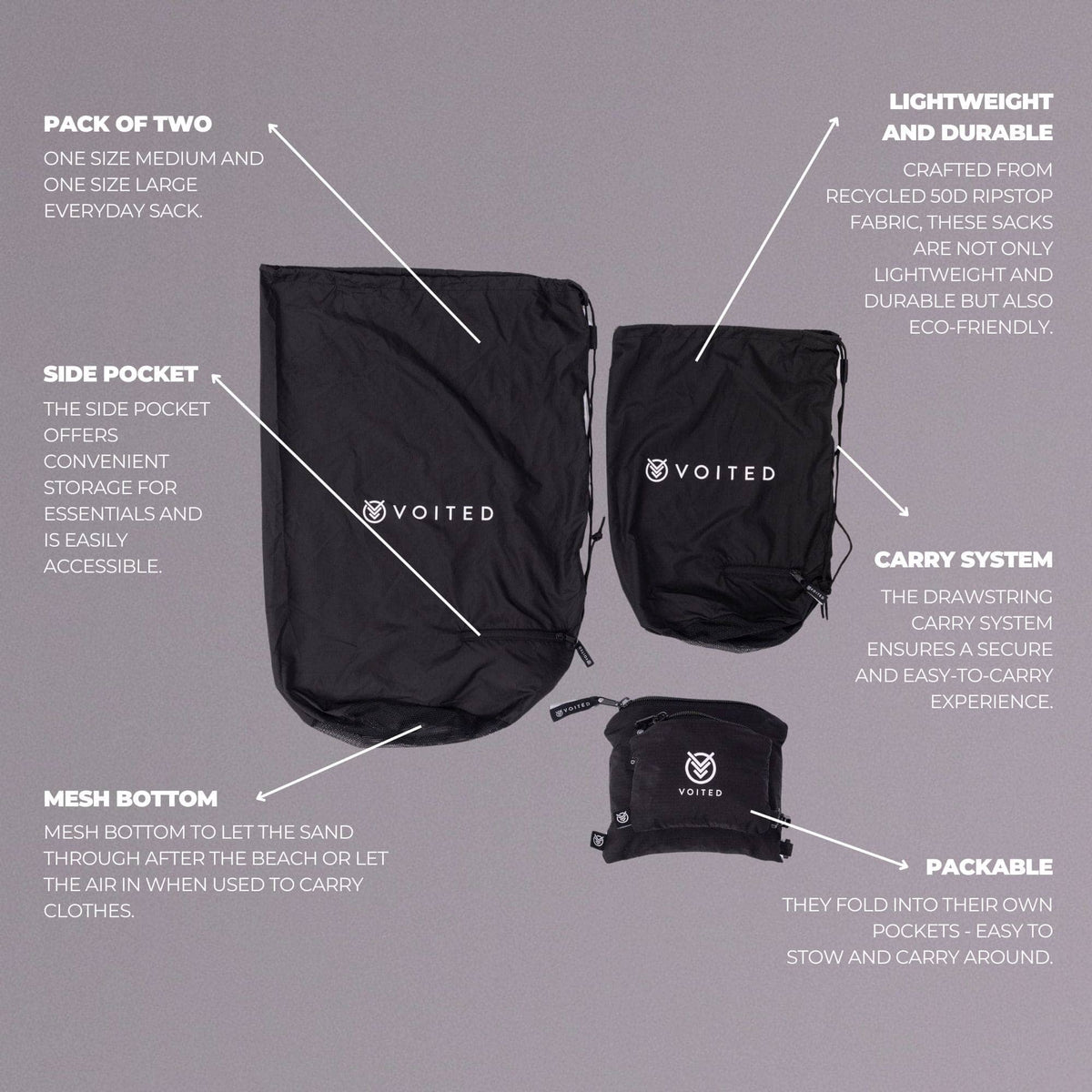 VOITED Everyday Sacks - Black Accessories VOITED 