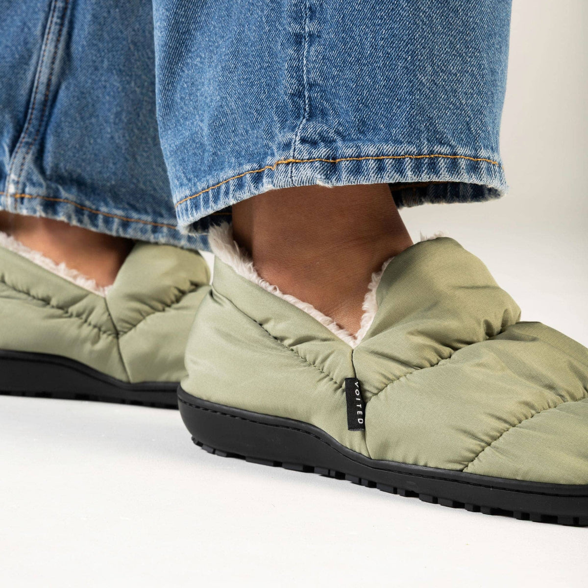 VOITED CloudTouch® Slippers - Lightweight, Indoor/Outdoor Fleece-Lined Camping Slippers - Sage Footwear VOITED 
