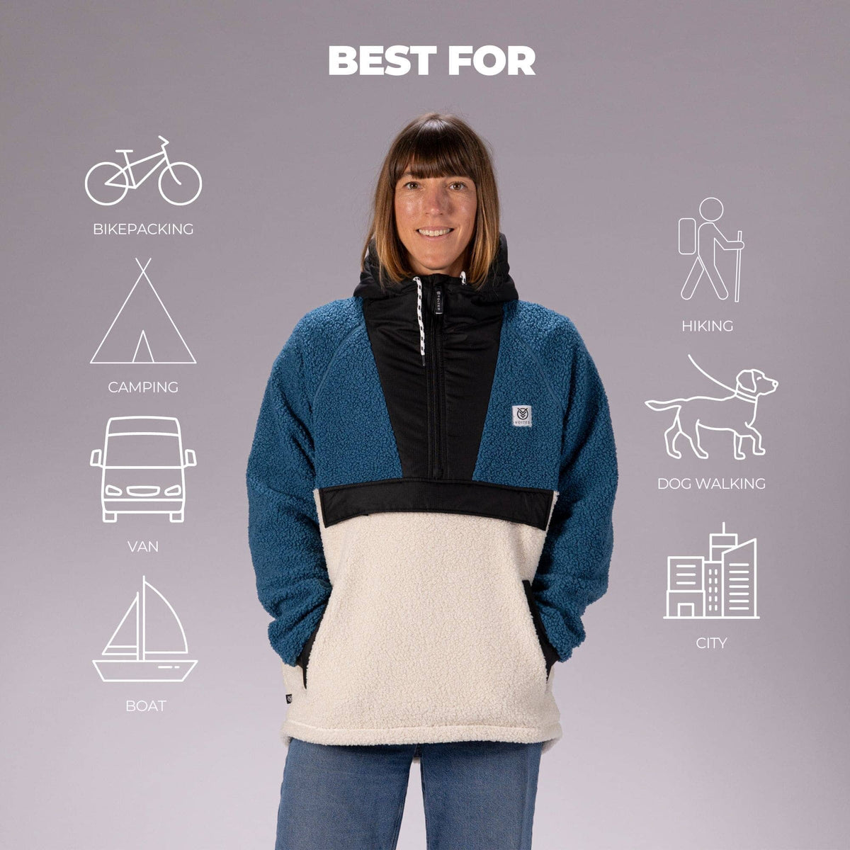 VOITED Sherpa Fleece Hoodie - Blue Steel Apparel VOITED 