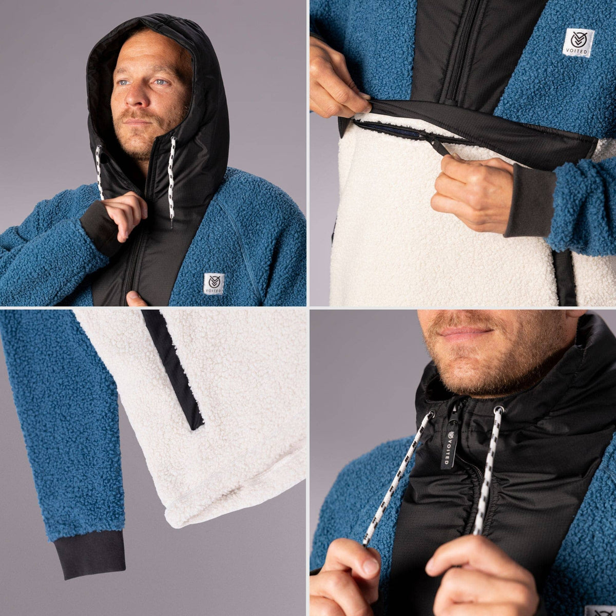 VOITED Sherpa Fleece Hoodie - Blue Steel Apparel VOITED 
